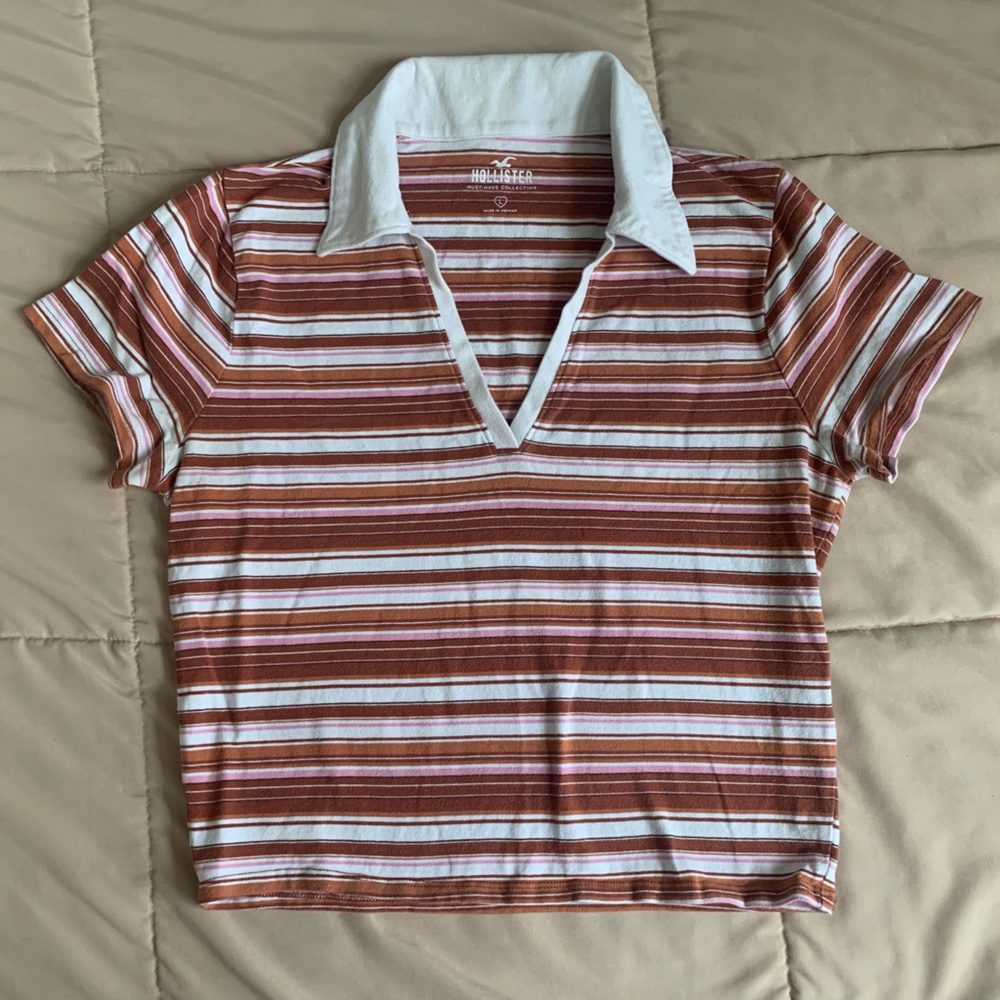 Hollister Polo Striped Crop Top (70s Inspired)